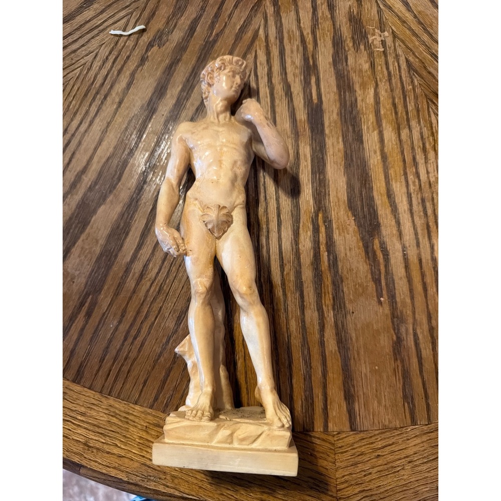 Vintage A. Santini Michelangelo David Statue Signed Italy Alabaster Composite